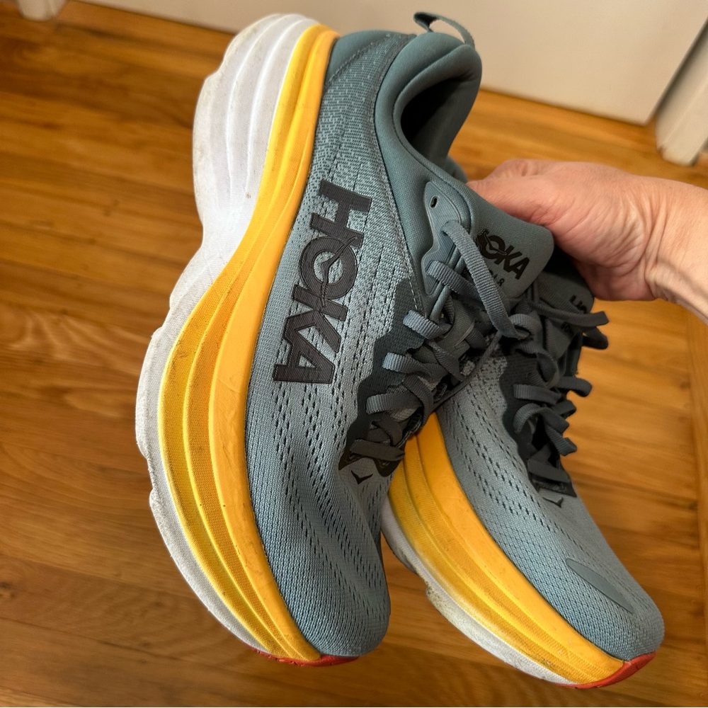 Hoka One One Mens Bondi 8 in Goblin Blue and Yellow Size 9 #P13 - Picture 1 of 13